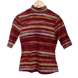 Cato 90s Style Brown & Orange Striped Top Womens Size XS